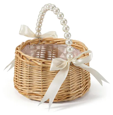 Image de Panier en osier tressé, avec anse, idéal pour les mariages et les fêtes - 1 pièce