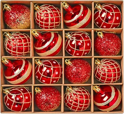 Image de Boules de Noël en plastique, diamètre de 6 cm, lot de 16, pour sapin de Noël