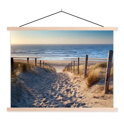 Produktbild von MuchoWow® Textilposter Sand - Strand - Düne - Meer - Sommer 60x45 cm mit holzfarbenen Rahmen - Bild