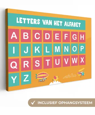 Produktbild von OneMillionCanvasses® - Leinwandbilder - 150x100 cm, Kinderzimmer - Alphabet - Bildung - Mädchen - Jungen - Kinder, Wandbilder Kunstdruck Wanddekoration