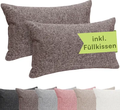 Produktbild von Selfitex 2er Set 30x50 cm, Sofakissen mit Füllung und Bezug, Dekokissen mit weicher Kissenfüllung, robuster Polsterstoff, Farbe: Braun