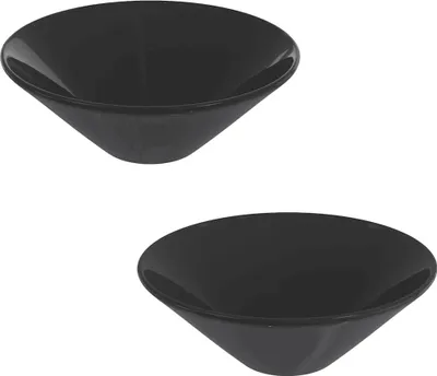 Image de vidaXL Lavabo 2 pcs Noir Brillant Ø42x14 cm Céramique