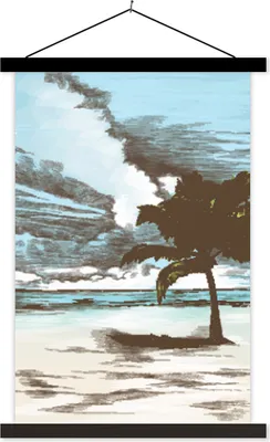 Produktbild von MuchoWow® Textilposter Palme - Strand - Meer 40x60 cm mit schwarzem Rahmen - Wanddekorationen