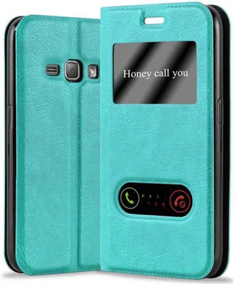 Immagine prodotto di Cadorabo custodia protettiva per Samsung Galaxy J1 2016 cover in turchese custodia per telefono cellulare custodia a libro cover case