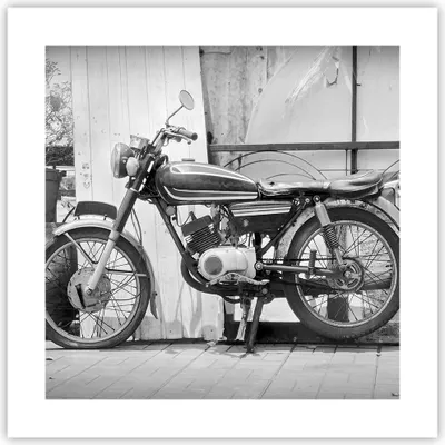 Produktbild von Poster - Poster ohne Rahmen - Alt Motorrad Schwarz und Weiß - 40x40 cm - Wand Bild - Wanddeko - Wandbilder - Kunstposter - Wandposter - Bilder - Kunstdruck - Wanddekoration - P2XAC40x40-4487