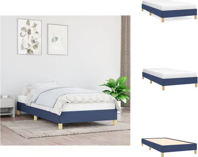 Image de vidaXL Cadre de lit bleu 100x200 cm Tissu - Lits et sommiers