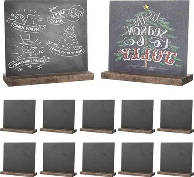 Zdjęcie produktu dla Mini drewniane tabliczki, 15 x 13 cm, idealne na urodziny i do tworzenia kreatywnych wiadomości, z dwustronną powierzchnią do pisania i podstawką