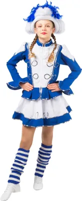Produktbild von O664-164 Funkenkostüm Kinder-Mädchen blau-weiß mit Silberborte Gr.164