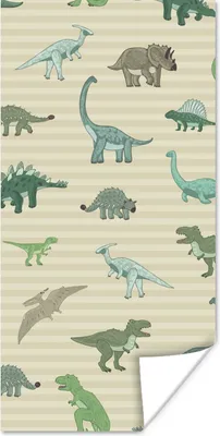 Produktbild von MuchoWow® Poster Dinosaurier - Braun - Grün - Jungen - Mädchen - Kinder 80x160 cm - Kinderzimmer