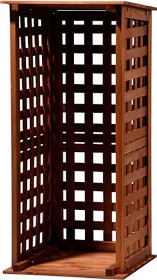 Productafbeelding van Houtopslag - Green Label 29097FSC - Compacte houtopslagrek - Massief hout - Klein formaat - 39 x 39 x 85 cm - Bruin
