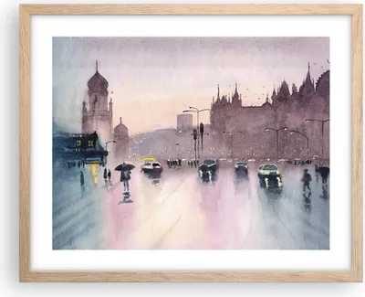 Produktbild von Gerahmtes Poster - Rahmen in heller Eiche - Aquarell Stadt historische Denkmäler - 50x40 cm - Wand Bild - Wanddeko - Wandbilder - Kunstposter - Wandposter - Bilderrahmen - Bilder - P2NAA50x40-4579