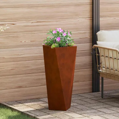 Image de Maison Exclusive - Bac à plantes rouillé 30 x 30 x 75 cm Acier résistant aux intempéries