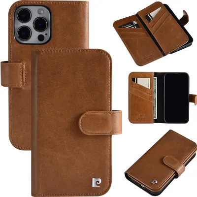 Immagine prodotto di Pierre Cardin iPhone 13 Pro Custodia a libro Backcover - Porta carte per 6 carte - Chiusura magnetica - Marrone