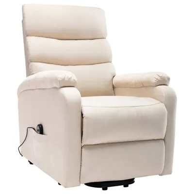 Image de vidaXL Fauteuil de massage avec releveur Crème Tissu