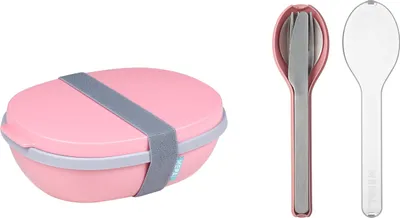 Produktbild von Mepal - Lunchbox Ellipse Duo to go Set - Meal Prep Box für Erwachsene & Salatbox zum Mitnehmen - Brotdose für ein gesundes Mittagessen - Ideal für Sandwiches & Salate - 825 ml + 600 ml - Nordic Pink