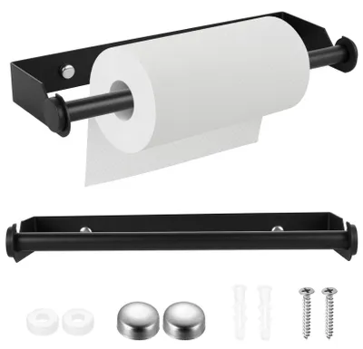 Wand-Küchenrollenhalter 28 cm, Edelstahl, schwarz