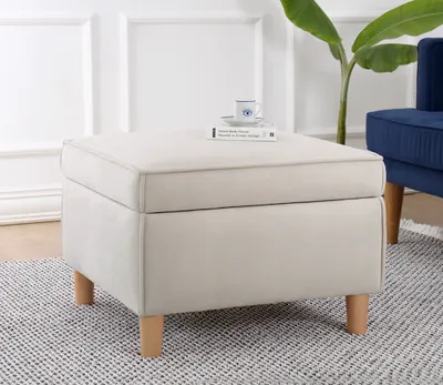 Image de Hanah Home, Roscen - Cream, pouf, crème, 100 % COTON, 63 x 63 x 43 cm