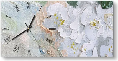Produktbild von DEQORI Glasuhr 60x30 cm Römisch 'Pastellblütenmeer' Wanduhr Glas Uhr Design leise Küchenuhr