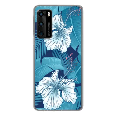 Produktbild von MuchoWow® Handyhülle Schutzhülle Hülle für Huawei P40 Tropisch - Blumen - Blau Silikon Softcase Handy Hülle - Handytasche