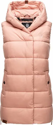 Navahoo Damen Weste Herbst Steppweste Kapuze Übergangsjacke Bodywarmer Madilynaa Rosa Gr. 44 - XXL