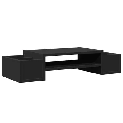 Zdjęcie produktu dla vidaXL Podstawa pod monitor z miejscem do przechowywania Czarna 70x27x15 cm Materiał drewnopochodny