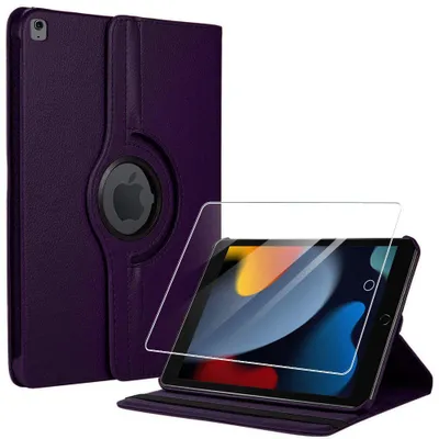 Image de Coque + Verre Trempé pour iPad 10,2 Pouces (2019/2020/2021) Protection Rotative 360° - Violet