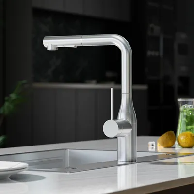 Produktbild von Wasserhahn Küchenarmatur, 360° Drehbar Spültischarmatur, Cecipa Ausziehbare Küchenarmatur 304 Edelstahl, Ausziehbarer Wasserhahn, Gebürstet
