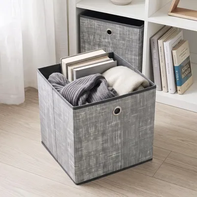 Produktbild von Aufbewahrungsbox Aufbewahrungsboxen 6er Set Faltbare Ordnungsboxen mit Griff 33x33x33cm Hellgrau Faltboxen Regalboxen aus Vliesstoff für Aufbewahrung