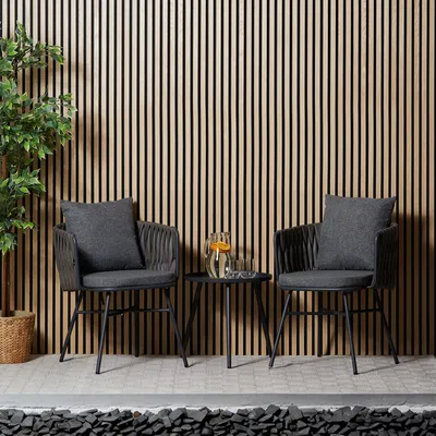 Obrázek produktu pro Homestyle4u 2445, 3-dílná sada zahradního nábytku, balkonový nábytek ratan šedý, stůl a 2 židle