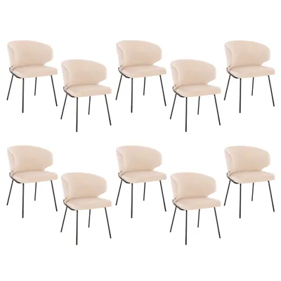 Produktbild von HOME DELUXE - Polsterstuhl AMARA- 10 Stück, Farbe: Samt Beige - weiche Polsterung, bis 120 kg belastbar I Küchenstuhl Speisestühle Esszimmerstühle