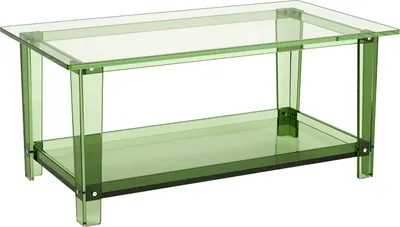Image de SucceBuy Table basse moderne en acrylique, table d'appoint rectangulaire à 2 niveaux avec plateau, idéale pour la salle à manger, l'îlot de cuisine, le restaurant ou le bureau, 50 x 80 x 40 cm (vert)