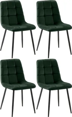 Produktbild von CLP 4er Set Esszimmerstuhl Tilde gepolstert mit Rückenlehne bis 150 kg belastbar grün Material Samt