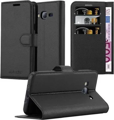 Obrázok produktu pre Cadorabo kryt pre Samsung Galaxy J3 2016 ochranný kryt v čiernej farbe puzdro na mobilný telefón kryt magnetické zatváranie