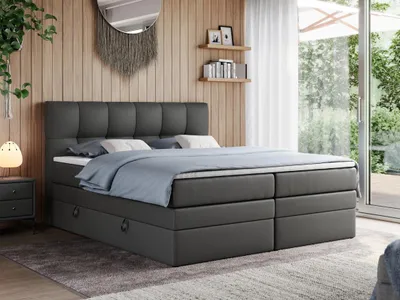 Produktbild von Boxspringbett mit Doppelmatratze - ALVIN-KING - 180x200cm - Dunkelgrau - H3