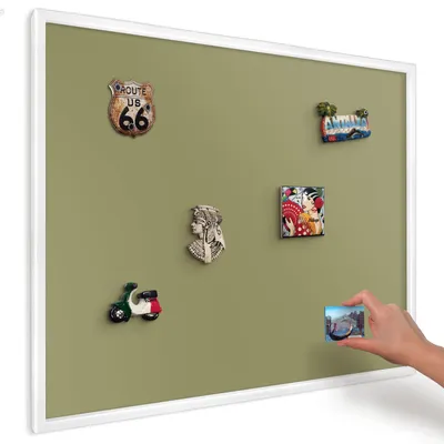 Produktbild von Magnettafel 80x60 cm mit weißem Rahmen - Magnetische Metalltafel, Magnetpinnwand zur Wandmontage für Wohnzimmer, Küche, Flur, Kinderzimmer und Büro - Grünes Gras