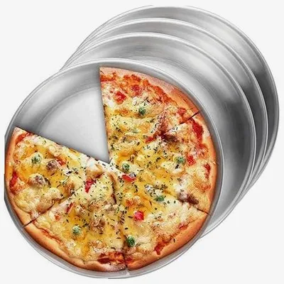 Zdjęcie produktu dla Okrągłe blachy do pizzy ze stali nierdzewnej, średnica 30 cm, zestaw 4 sztuki
