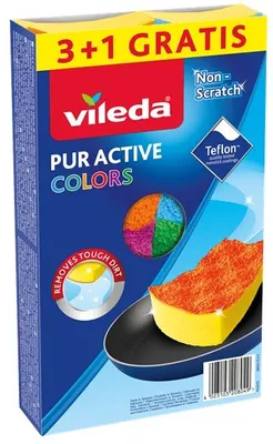 Produktbild von Vileda Pur Active Colors Scheuerschwamm für beschichtete Pfannen, 4 Stück