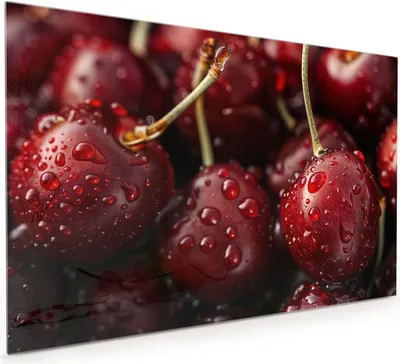 Produktbild von Küchenrückwand Spritzschutz Glas mit Motiv Reife Kirschen 40 x 40 cm