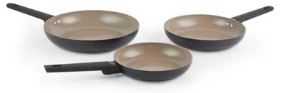 Bratpfannen-Set 3-teilig 20/24/28 cm, recyceltes Alu, Antihaft, Induktion