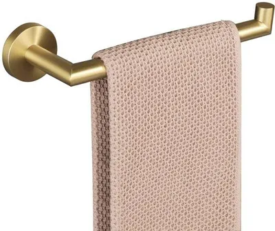 Produktbild von Rostfreier Wandhandtuchhalter "Mooche 304" mit verdeckten Schrauben, 25 cm Badezimmerhandtuchhalter mit Bohrloch, Goldfarbe.