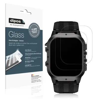 Produktbild von 2x Schutzfolie für Tesofit Smartwatch 1.85 Zoll matt - Anti-Shock 9H Folie dipos Glass Kunststoffglas