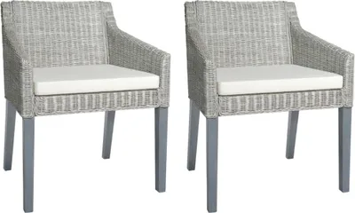 Image de Chaises à manger avec coussins lot de 2 gris rotin naturel