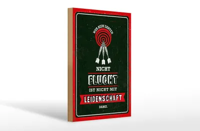 Produktbild von Holzschild  Wer beim Darten nicht flucht, 30x20 cm, Holzschilder Spruch Sport Hobby