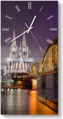Produktbild von DEQORI Glasuhr 30x60 cm Römisch 'Kölner Nachtglanz' Wanduhr Glas Uhr Design leise Küchenuhr