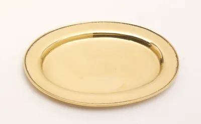 Produktbild von Kerzenteller oval in Messing Gold poliert (Innen 9 x 5,5 cm) für Ovalkerzen, Ellipsenkerzen, Dekoteller