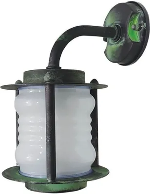 Produktbild von Wandlampe außen Echt-Messing Glas E27 IP23 H: 29 cm Grün Antik Maritim Wandleuchte