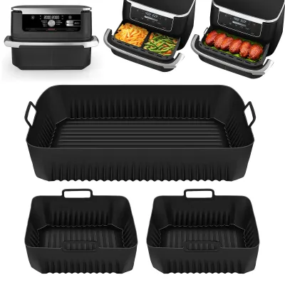 3er-Set Silikonformen für Heißluftfritteuse, 10,4 l, schwarz