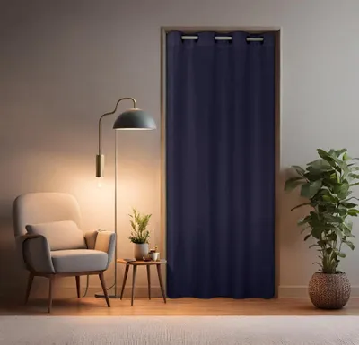 Produktbild von tinycurtains Türvorhang 200x150cm mit Teleskopstange (silber), einfache Montage in nur 1 Minute ohne Bohren, Thermovorhang
