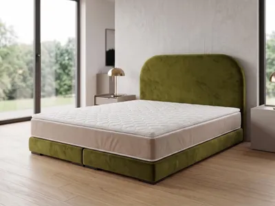 Produktbild von Polsterbett  LEON 1 mit Kopfteil, modernes gepolstertes Bett in 140 x 200 cm Farbe: Grün