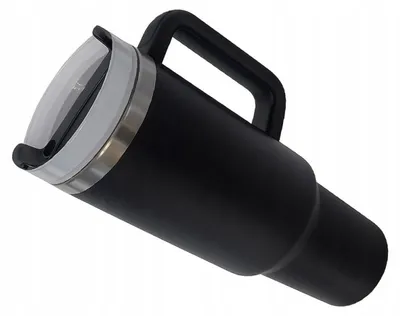 Immagine prodotto di Verk 07374 Tazza termica con manico e cannuccia, acciaio inossidabile, 1200 ml, nera